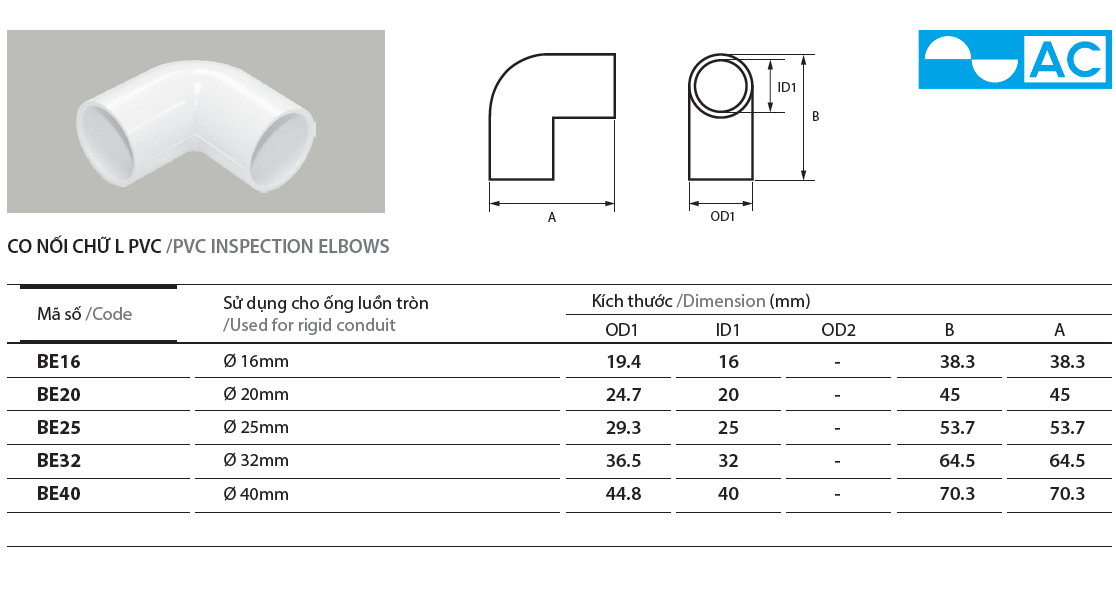 Phụ kiện ống Điện PVC AC