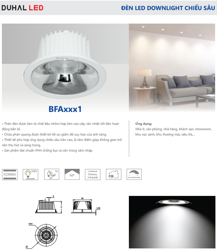Đèn LED Downlight chiếu sâu