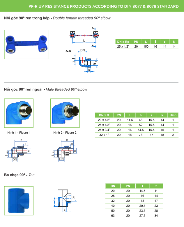 Ống nhựa và Phụ kiện PPR 2 lớp chống tia UV _TIỀN PHONG